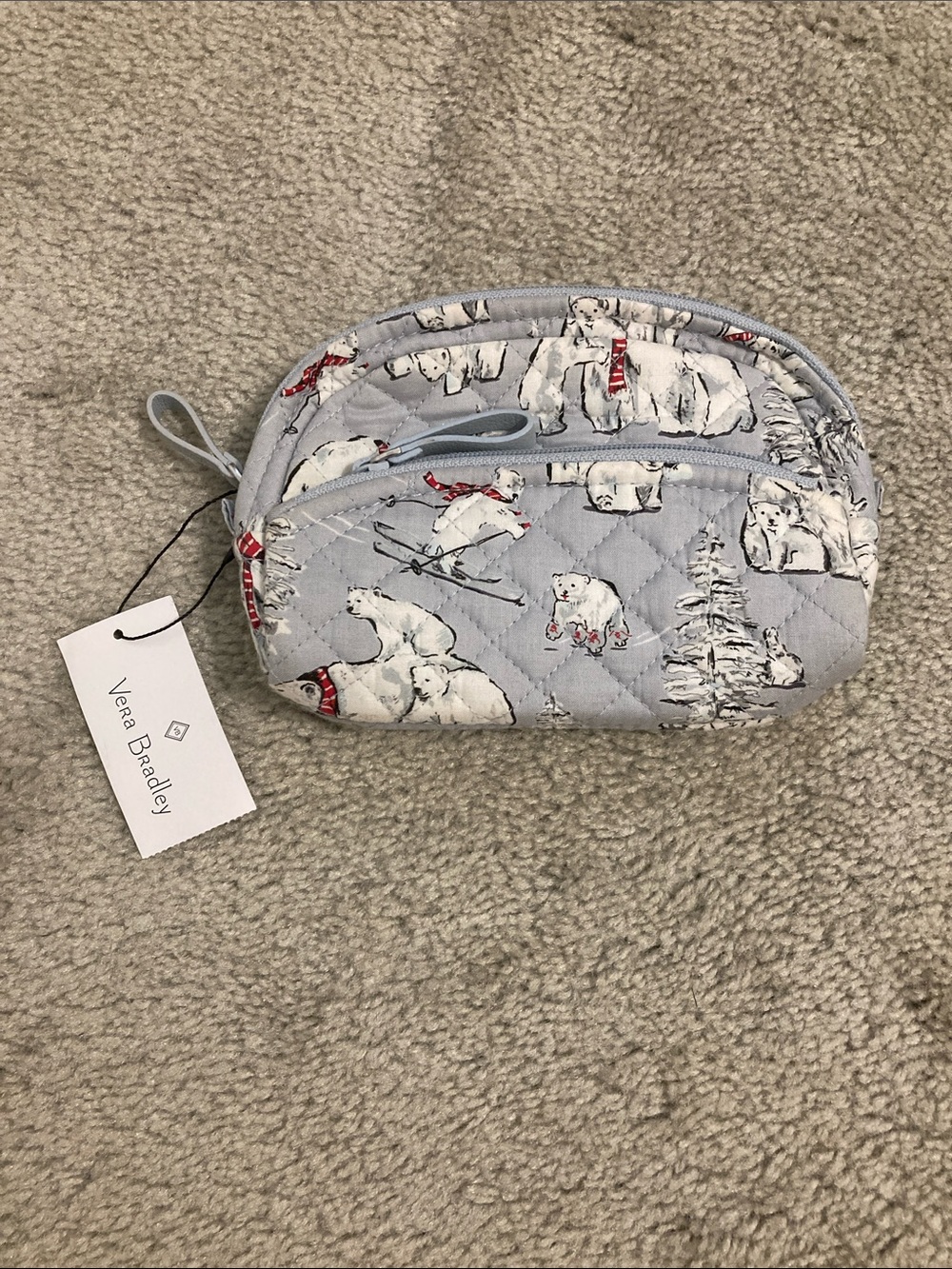 Vera Bradley Quilted Polar Bear Print Cosmetic Case